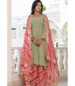 Sea green anarkali palazzo kurti set