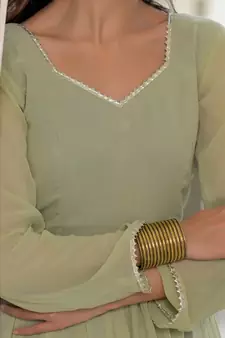 Sea green anarkali palazzo kurti set