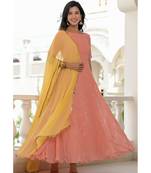Peach georgette anarkali set