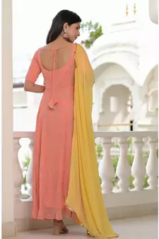 Peach georgette anarkali set