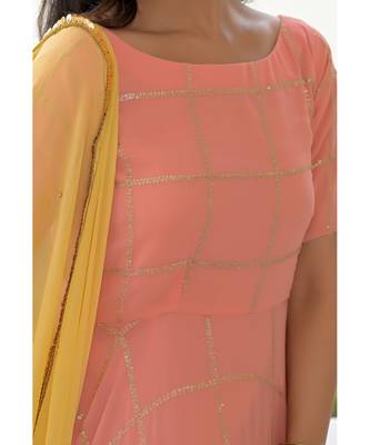Peach georgette anarkali set 6