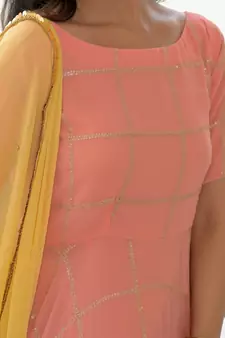 Peach georgette anarkali set