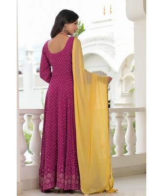 wine chikankari anarkali set 2