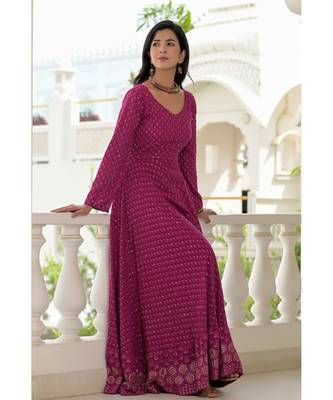 wine chikankari anarkali set 6