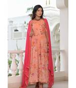 Peach floral anarkali set