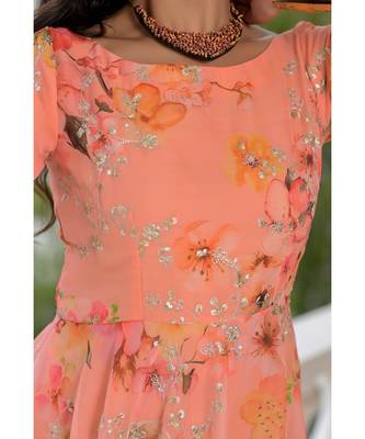 Peach floral anarkali set 6
