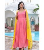 Peach anarkali with dupatta