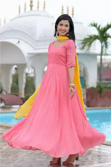 Peach anarkali with dupatta
