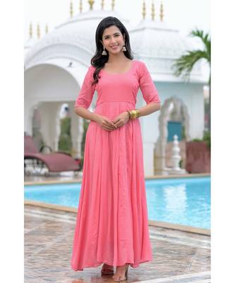 Peach anarkali with dupatta 7