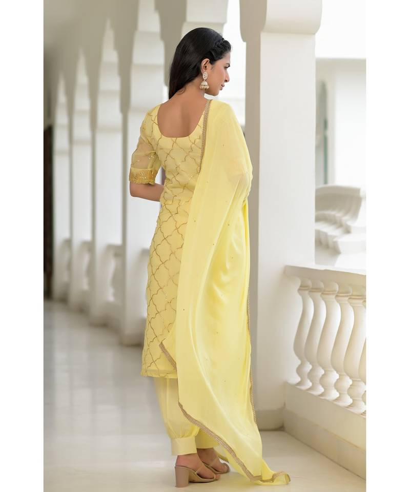 yellow gota kurti set