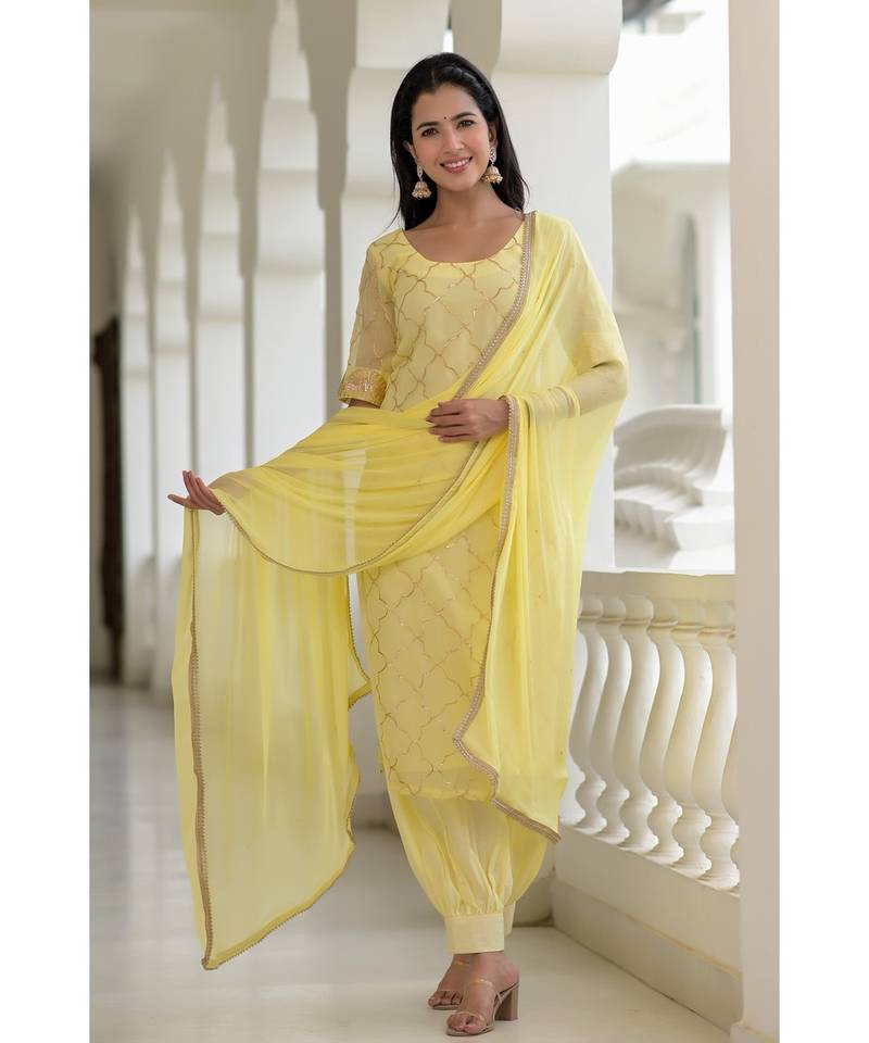 yellow gota kurti set