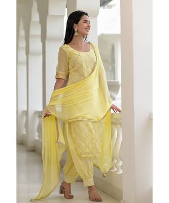 yellow gota kurti set 4