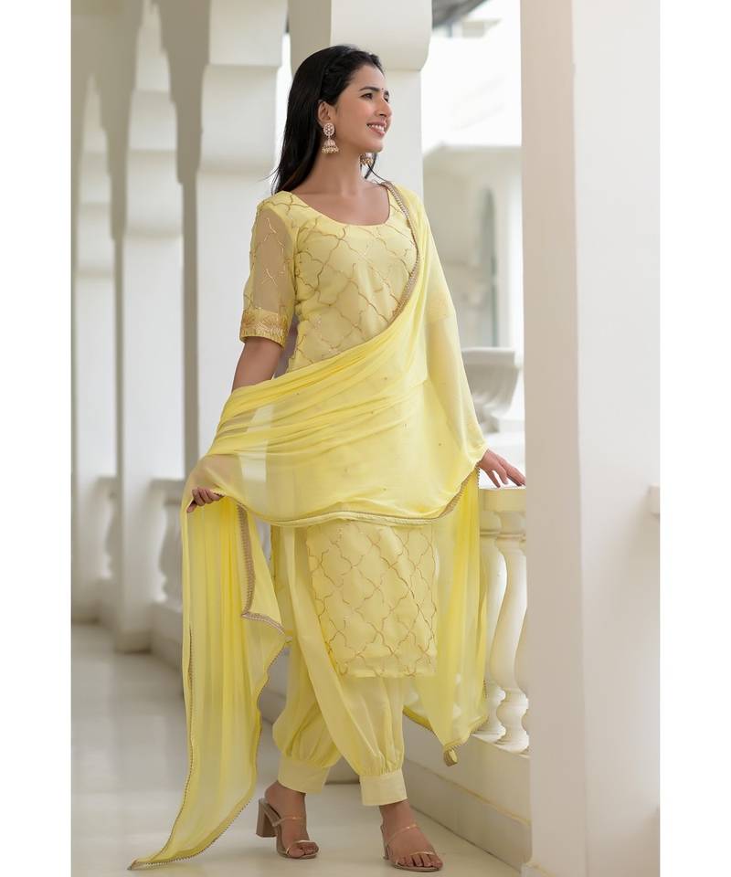 yellow gota kurti set
