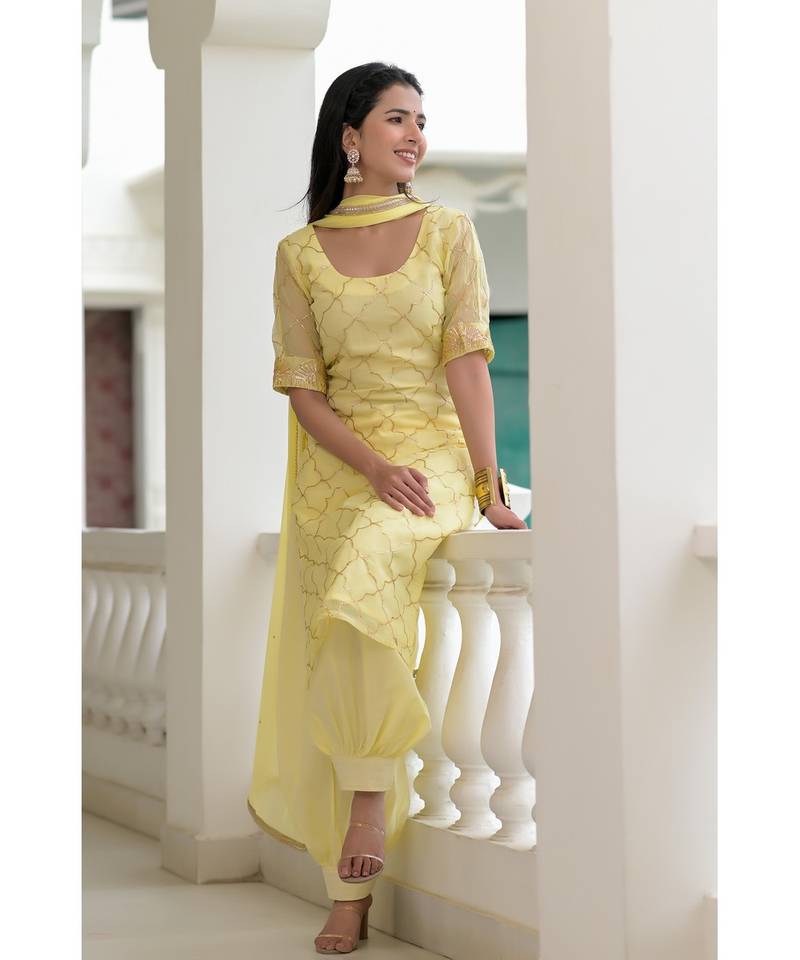 yellow gota kurti set