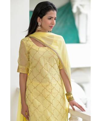 yellow gota kurti set 6