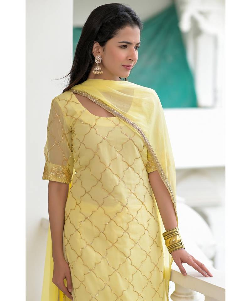 yellow gota kurti set