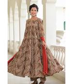 red kalamkari anarkali set