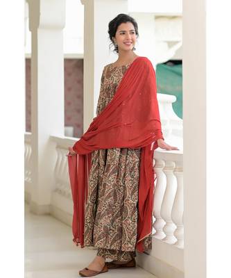 red kalamkari anarkali set 2