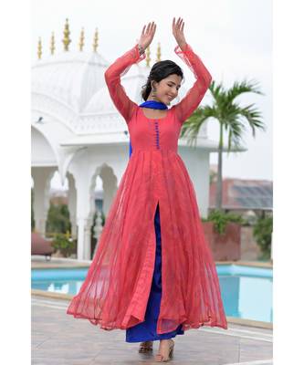 Red bandhani anarkali palazzo set 1