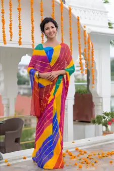 Red bandhani anarkali palazzo set