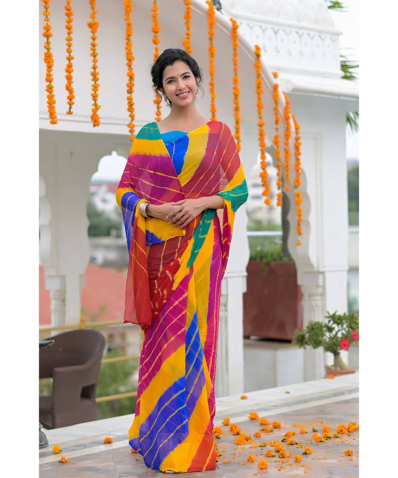 Red bandhani anarkali palazzo set