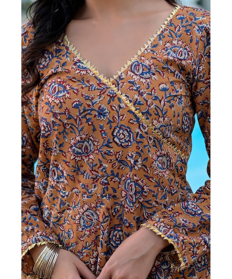 RED & BROWN ANGRAKHA PALAZZO SET