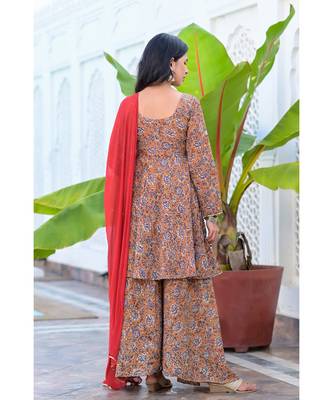 RED & BROWN ANGRAKHA PALAZZO SET 3