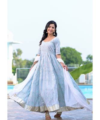 Pista green anarkali set 1