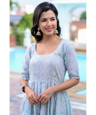 Pista green anarkali set 2