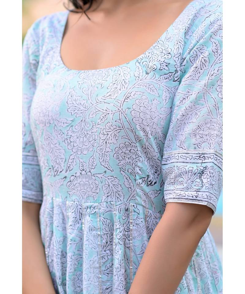 Pista green anarkali set