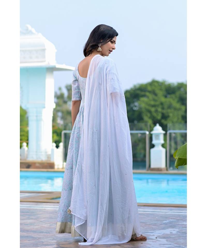 Pista green anarkali set