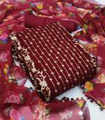 Kimisha Women's Maroon Georgette Embroidered Work Unstitched Dress Material