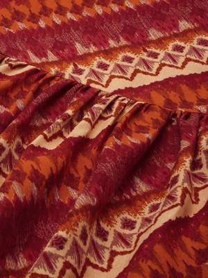 SheWill Women's Maroon Abstract Printed Fit & Flare Cotton Blend Top 5