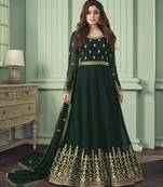 Dark-green embroidered georgette salwar