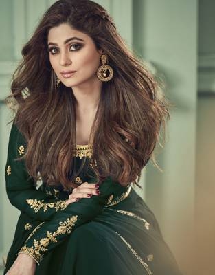 Dark-green embroidered georgette salwar 2