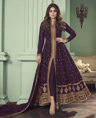 Purple embroidered georgette salwar 1
