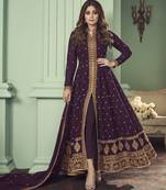 Purple embroidered georgette salwar