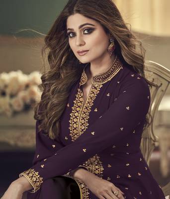 Purple embroidered georgette salwar 3