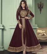 Maroon embroidered georgette salwar
