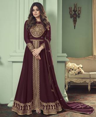 Maroon embroidered georgette salwar 2