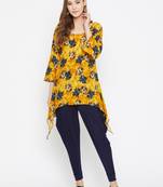 Yellow Rayon quarter sleeve kurta & DHOTI