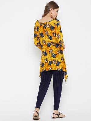 Yellow Rayon quarter sleeve kurta & DHOTI 2