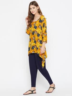 Yellow Rayon quarter sleeve kurta & DHOTI 4