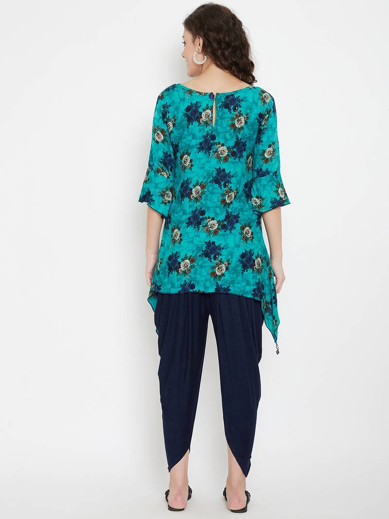 Yellow Rayon quarter sleeve kurta & DHOTI