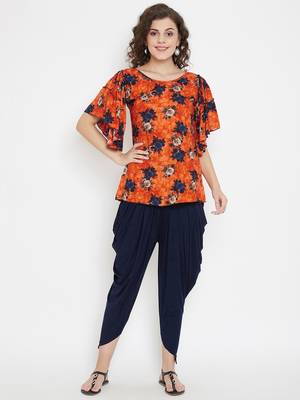 Orange Rayon quarter sleeve kurta & DHOTI 1