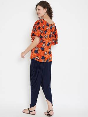 Orange Rayon quarter sleeve kurta & DHOTI 2