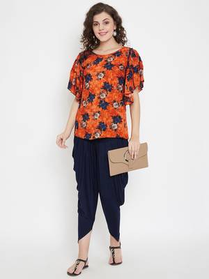Orange Rayon quarter sleeve kurta & DHOTI 4
