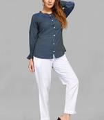 Grey plain linen blend tops