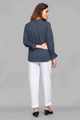 Grey plain linen blend tops 2