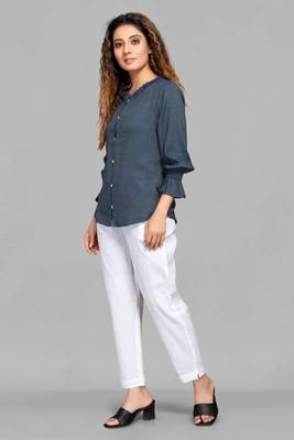 Grey plain linen blend tops 4